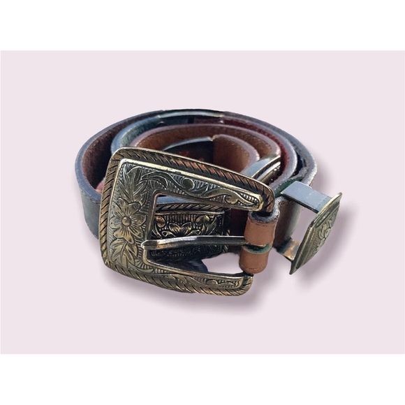 Boho Leather Belt Women’s Retro Designer Panel Link Floral Multicolour Brighton - Picture 4 of 12